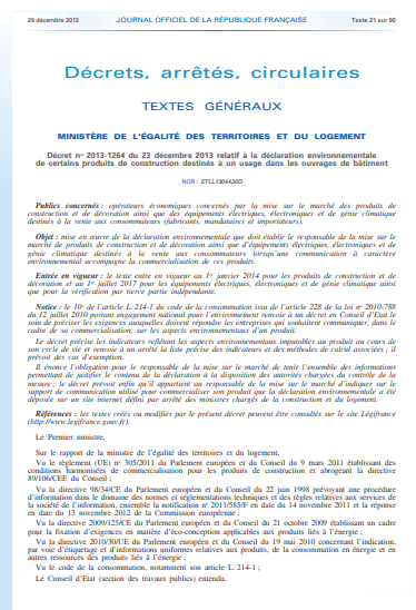Décret n° 2013-1264 du 23 décembre 2013